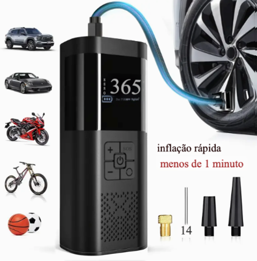 Compressor de Ar Portátil para Pneus, Bomba de Pneu para Carro de 150PSI, Equipado com Medidor de Pressão de Pneu, Luz LED e Bomba de Pneu Sem Fio Inteligente com Um Botão, Três Vezes Mais Rápida, Adequada para Carros, Motos, Bicicletas e Bolas de Esporte.