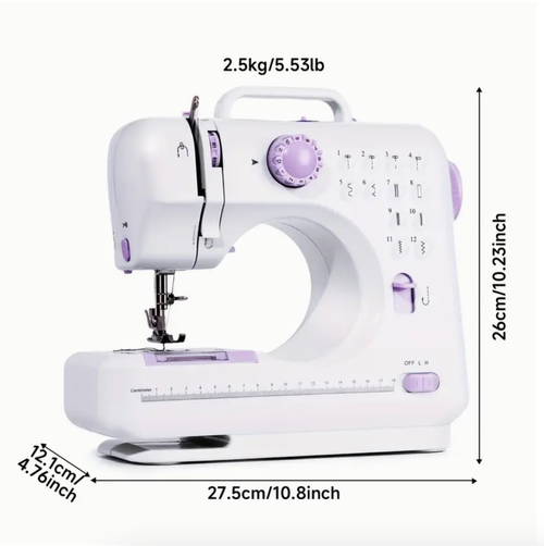 Máquina de costura elétrica portátil de 12 pontos, versão profissional com velocidade ajustável, overlock, máquina de costura doméstica multifuncional para pais, iniciantes, amadores, leve, fácil de usar, ótima para reparos, faça você mesmo e artesanato