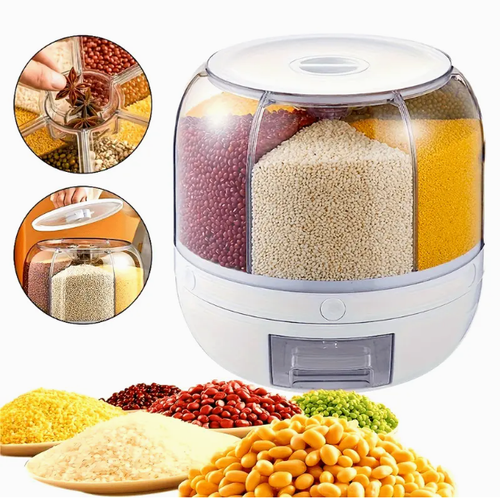 1 peça Dispensador de Arroz de Grande Capacidade - Design Rotativo e Dividido - Recipiente Vedado à Prova de Umidade e Insetos para Armazenamento na Cozinha de Casa