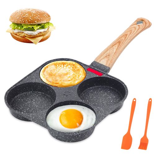🥘Forma para Ovos Antiaderente com 4 Chávenas, Forma para Omelete em Alumínio Saudável, Frigideira para Omelete de Pequeno-Almoço para Ovos Fritos, Panquecas, Adequada para Fogão a Gás e Panelas de InduçãoIndução