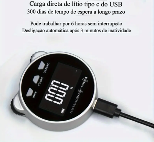 Fita Métrica Digital, Display LCD, Recarga Tipo-C, Bateria 260mAh