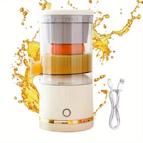 🍊Extrator de suco portátil multifuncional, extrator automático de citrus com carregamento USB, aparelho pequeno de cozinha para extrair suco de limão, extrator elétrico sem fio - Carregável via USB, automático e portátil, controle por botão, material PP de grau alimentar, adequado para extração de sucos frescos, separador de suco, acessório moderno para cozinha, estrutura de plástico durável, ideal para presentes em várias festas🍊