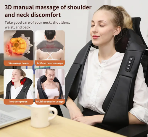 Massageador de pescoço MASSTECK com calor, massageador shiatsu para pescoço, costas, ombros, pés e pernas, massageador 3D profundo para relaxamento em casa, no escritório e no carro, presente confortável para mãe,pai,mulheres,omens