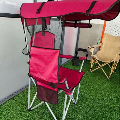 ♿Cadeira de campismo extra grande com toldo, cadeira dobrável resistente para exteriores com pegas, suporte para copos e bolsa de transporte, cadeira de campismo portátil, praia, pesca, piquenique e eventos desportivos
