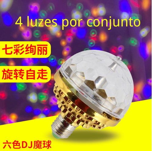 Conjunto com 4 peçasLâmpada LED rotativa colorida, bola mágica pequena, para KTV, uso doméstico, festas, DJ, ambientes de discoteca e luzes de palco piscantes.