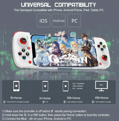 Controle Sem Fio para iPhone Android Steam Deck PC Telefone Móvel - Controle de Jogo Sem Fio, Joystick, Gamepad Telescópico para COD Mobile, Diablo Immortal - Jogue Diretamente