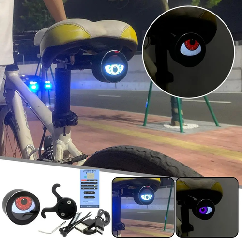 Devil Eye Tail Light for Bicycles Motorcycles & Electric Vehicles-Customizable Single,Dual Screen LCD 5V Export App
