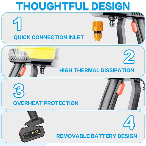 Cordless Pressure Washer Portable Cordless High-Pressure Electric Car Washer Wireless Water Gun Cleaning Machine Car Washer