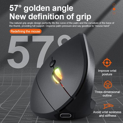 Ergonomic Mini LED 6D Wireless Rechargeable Vertical Mouse