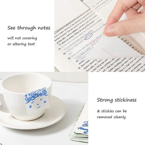 Transparent Sticky Notes Self-Stick Note Pads Waterproof Memo Pad Scratch Pad, 150-Sheets Pack (Clear, 3 Different Sizes)