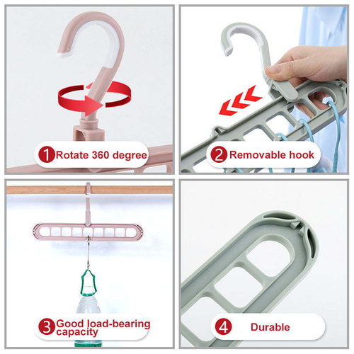 Family 9 in 1 Multi Port Plastic Wardrobe Saves Space Folding Family Storage Rack for Scarf for Belt for Clothes Hanger