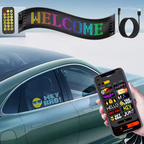 Programmable LED Matrix Pixel Panel, Flexible LED Car Lights, capable of displaying scrolling messages