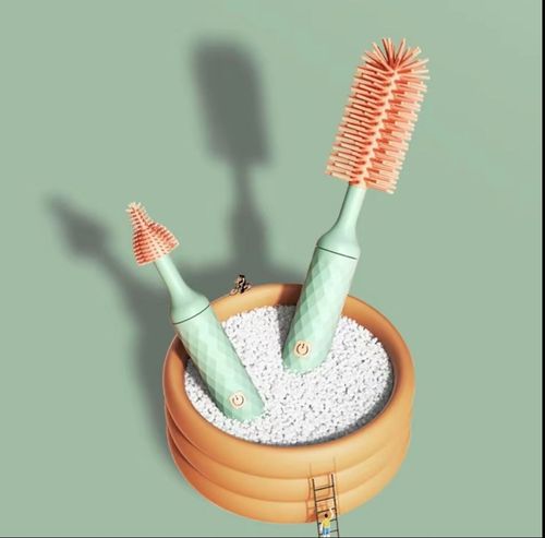 Electric Bottle Brush Set, Including USB Rechargeable Silicone Bottle Brush with Nipple Brush & Straw Cleaner, Baby Bottle Cleaning Tool Kit