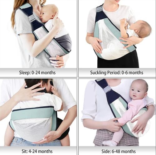 Baby Sling Carrier, Adjustable Half Wrapped Sling Hip Carrier - Lightweight Breathable Mesh Fabric for Newborn to Toddler Up to 45 lbs