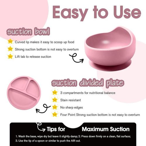 Baby Led Weaning Supplies, 17 Piece BPA-Free Silicone Feeding Set, Eating Essentials Baby Utensils with Suction Plate and Bowl, Pocket Bib, Sippy Cup with Lid, for 6+ Months