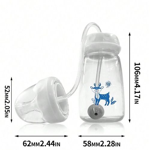 150ml Baby Bottle, 1 Box Hand Free Baby Feeding Bottle with Straws and Silicone Pacifier, Cute Baby Bottle for Breastfeeding, Newborn Baby Essentials Accessories