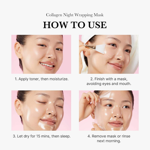 Free Brush Medicube Collagen Overnight Wrapping Peel Off Facial Mask Reduces Sagging Dullness Collagen Korean Skin Care