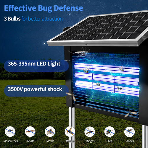Outdoor Solar Bug Fly Bio Zapper Wireless Portable Camping Mosquito Zapper Sensor Fly Traps Solar Mosquito Killer Lamp Light