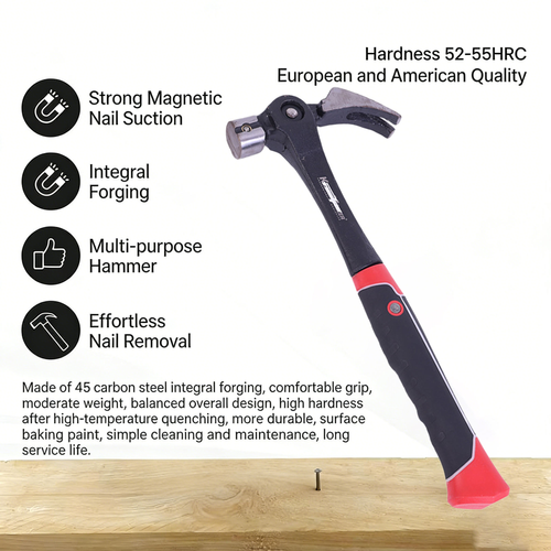 Customization One Piece Multi Functional Claw Hammer Adjustable Hammer Head Angle Strong Magnetic Nails for Construction
