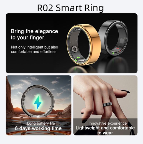 Smart Finger Ring HRV Heart Rate Blood Oxygen Monitor Fitness Women Men Health Tracker RK2 Smart Ring