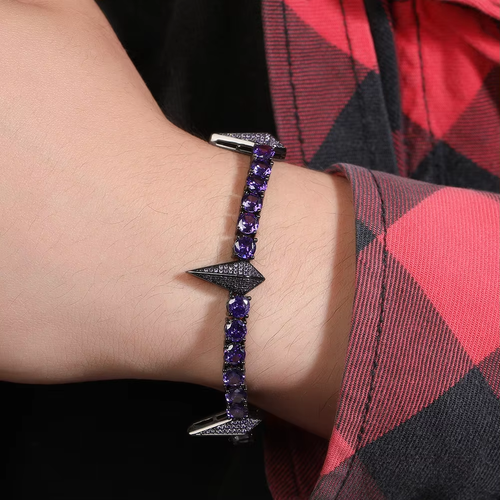 Hiphop Men Women Jewelry Black Panther Zircon Brass Buckle Bracelet Brilliant Round Shape Moissanite Tennis Chain Bracelet