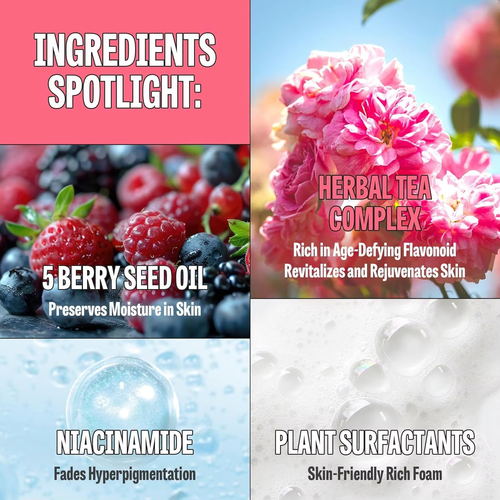 Korean Brands Rose Vitamin Cleanser Brightening Exfoliation Hydrating Facial Cleanser for Dry Sensitive Skin