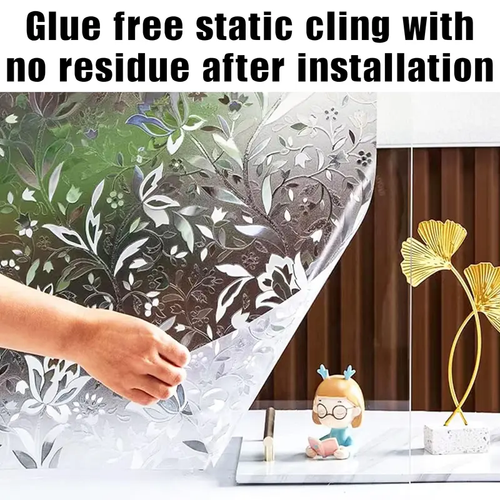 Window Privacy Film, Static Cling Removable Window Tint, Sun and UV Blocker for Glass Doors, Reflective Mirror Privacy Film