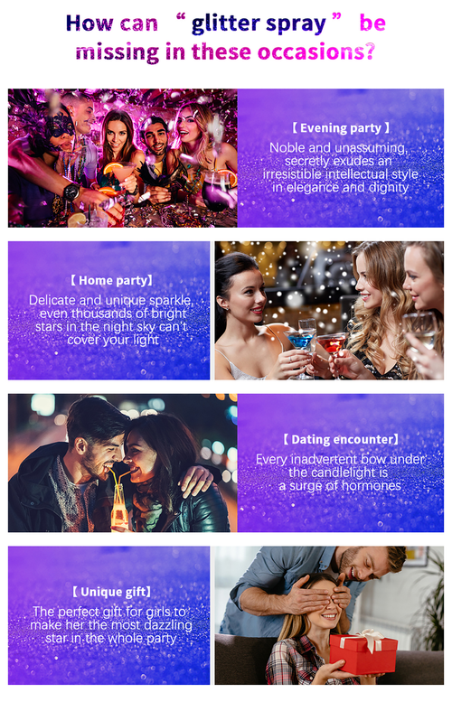 Glitter Spray Factory Wholesale Vegan Highlighter Shiny Long Lasting Face Hair Body Spray Glitter Shimmer Party Clothes