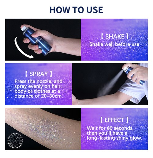 Glitter Spray Factory Wholesale Vegan Highlighter Shiny Long Lasting Face Hair Body Spray Glitter Shimmer Party Clothes