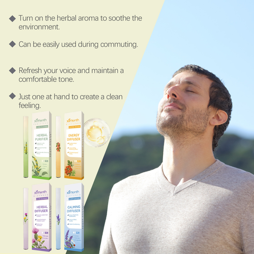 Herbal Diffusion Pen with Mullein Extract & Thyme Mint for Lung Cleaning Fresh Oral Air & Quitting Bad Habits (600 Uses)