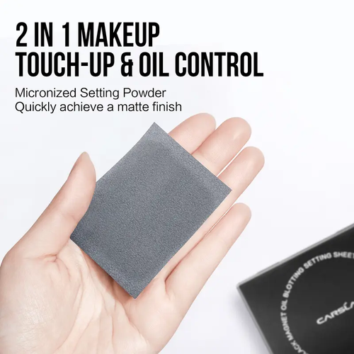 Black Magnet Oil Blotting Setting Sheet With Powder More Control Oil Keep Fresh 2 IN 1 Blotting Sheet with Mirror Puff & Recyclable Case