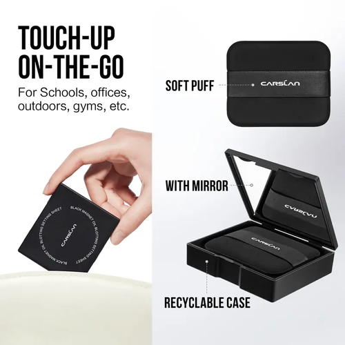Black Magnet Oil Blotting Setting Sheet With Powder More Control Oil Keep Fresh 2 IN 1 Blotting Sheet with Mirror Puff & Recyclable Case