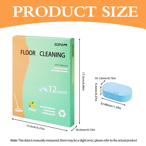 Floor Cleaning Tablets - Safe for Wood Tile Marble Quick Dry No Residue 24 Tablets Lemon Scent