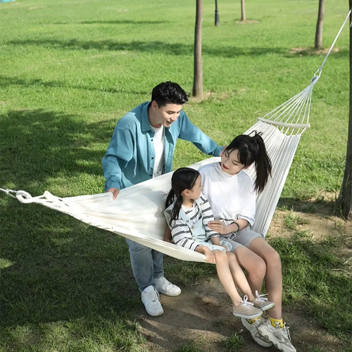 Camping Hammock Thickened Durable Fabric Canvas Single Hammocks Travel Swing Chair Hanging Bed Double Outdoor Hammock with Bag