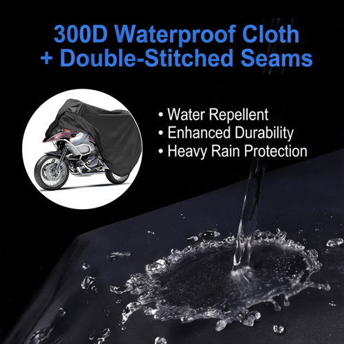 Heavy Duty Waterproof Motorcycle Cover 300D Outdoor Motorbike Cover UV Rain Snow Protection All Season