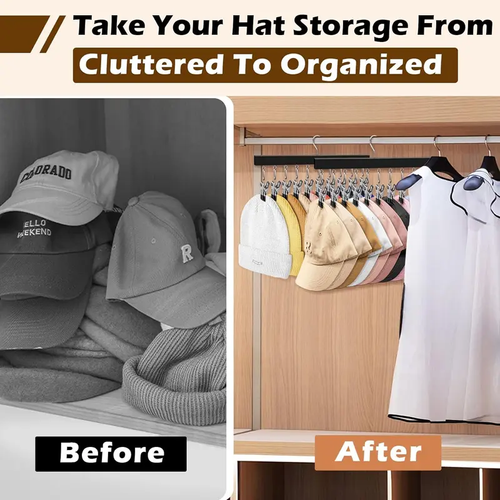5 Pieces Wooden Hat Organizer with 12 Stainless Steel Clips Holds Baseball Basketball Golf Caps Jeans & Yoga Pants Fits All Cap Sizes Black hanger,gift,hanging clothes,multi hanger,hanger clips,legging hanger,skirt hanger,wardrobe storage