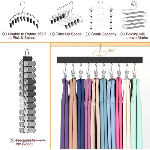 5 Pieces Wooden Hat Organizer with 12 Stainless Steel Clips Holds Baseball Basketball Golf Caps Jeans & Yoga Pants Fits All Cap Sizes Black hanger,gift,hanging clothes,multi hanger,hanger clips,legging hanger,skirt hanger,wardrobe storage