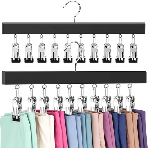 5 Pieces Wooden Hat Organizer with 12 Stainless Steel Clips Holds Baseball Basketball Golf Caps Jeans & Yoga Pants Fits All Cap Sizes Black hanger,gift,hanging clothes,multi hanger,hanger clips,legging hanger,skirt hanger,wardrobe storage