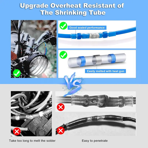 300PCS Haisstronica Bulk Pack Solder Seal Wire Connectors - Waterproof Heat-Shrink Tube Butt Terminal with Self-Solder, Adhesives, Abrasion Resistance for Marine, Automotive Applications