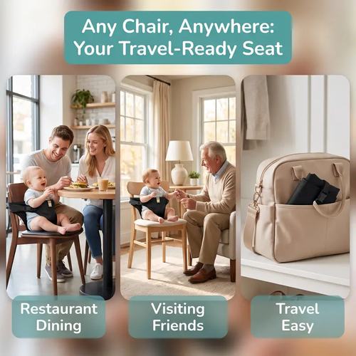 Portable Adjustable Baby High Chair Harness Strap, Universal Dining Chair Seat Belt for Toddler Dining Out & Travel Use