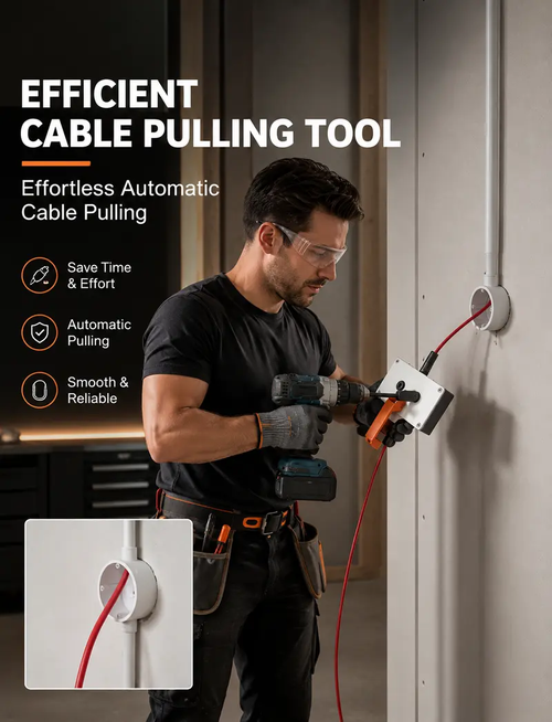 Orange Wire Puller Hand Tool - Durable & Reliable Construction, 0.3in Max Cable Capacity, Easy Wall Wire Fishing, DIY Tools Compatible, Improved Work Efficiency Cable Installation Solution for Residential Use, Commercial
