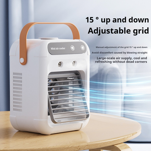 Portable water-cooled small cooling fan, mobile mini evaporative desktop air cooler, long-lasting spray