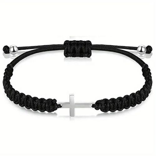 Stainless Steel Cross Woven Rope Bracelet