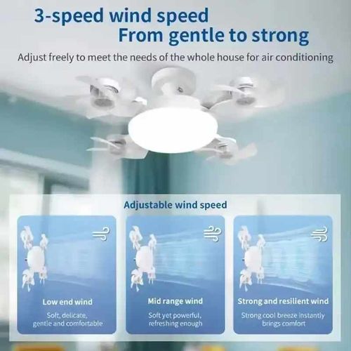Modern 60W Electric Ceiling Lamp LED Light Quiet Remote Control ABS Creative E27 Drone Design