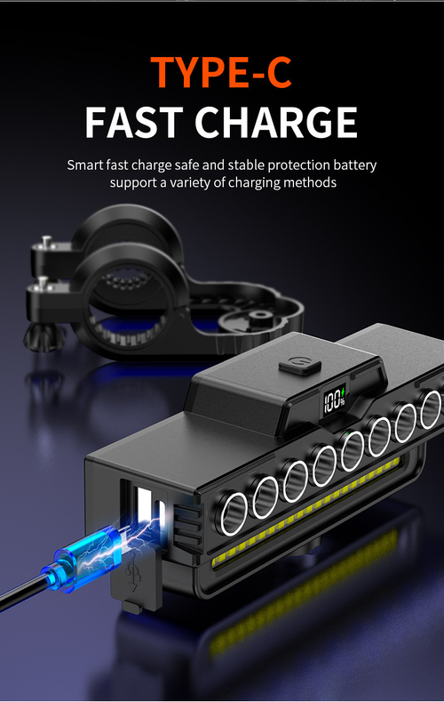 Detachable 900 Lumen Bicycle Light High Brightness Night Riding with Horn Mountain Bike Charging Strong Bicycle Light