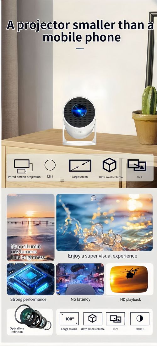 HY200 Portable Mini Smart Home Projector (1080P HD )