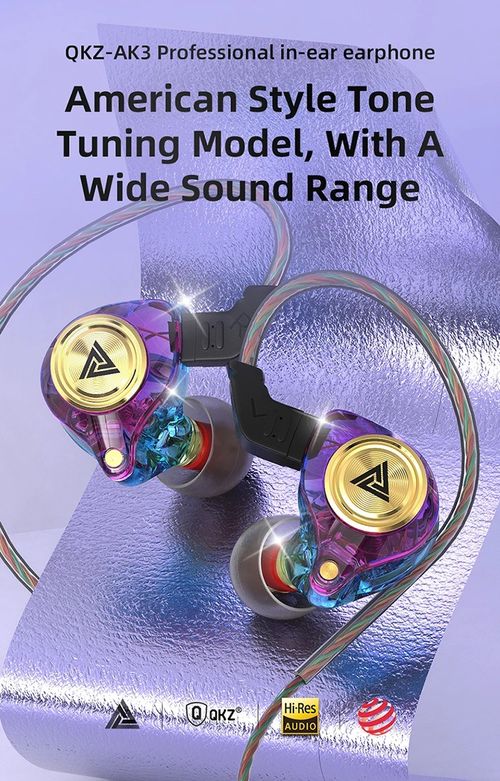 QKZ AK3 Hi-Fi Monitor-Style In-Ear Headphones – Bass-Enhanced Sports Earphones & Gaming Earbuds with Microphone