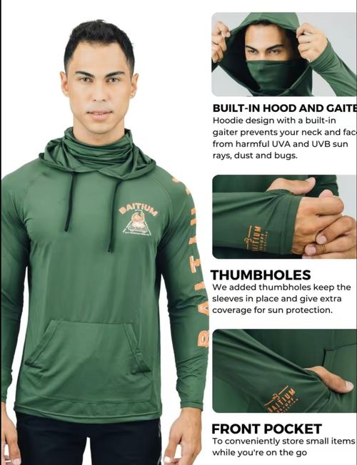 Fishing and Construction Shirts - Hooded UPF 50 Long Sleeve with Gaiter - Lightweight, Breathable, Moisture-Wicking, Premium Outdoor Wear for Men And Woman