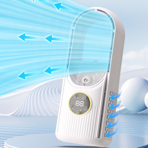 Portable Bladeless Air Cooler Fan with Timer – Multifunctional Desktop Humidifying Fan for Home, Dorm, and Office