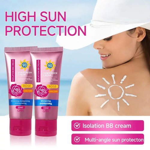 Organic Whitening Multiple Repair Care Skin Brightening Firming Reduces Dark Spots Sunscreen Cream SPF 90 PA+++ 60ml Rose